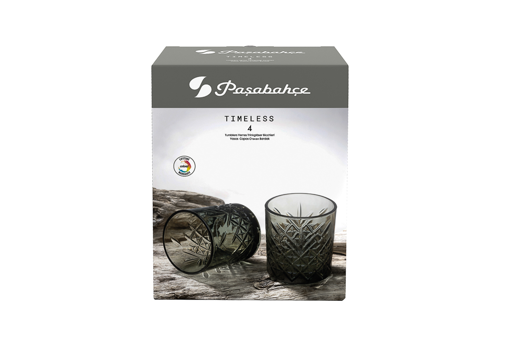 COPO WHISKY TIMELESS FB CINZA 34,5CL 8,4x9,5CM PACK 4 /6