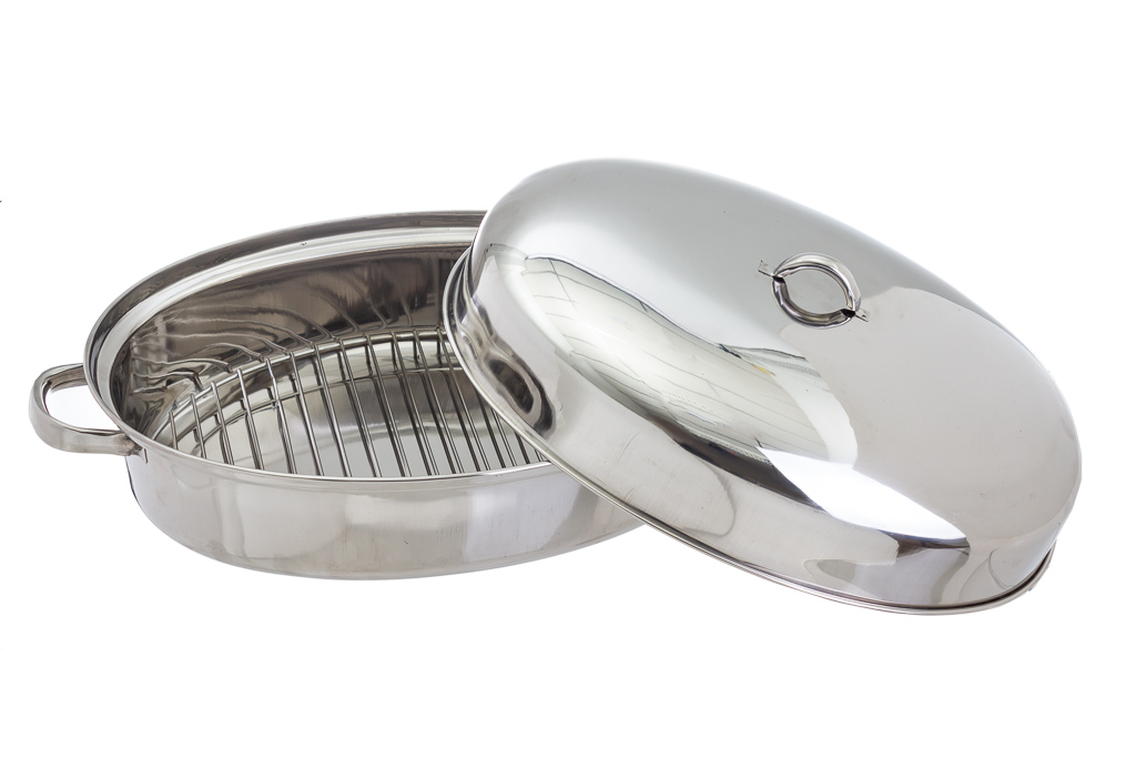 ASSADEIRA OVAL C/TAMPA E GRELHA INOX 41x30x20CM /6          