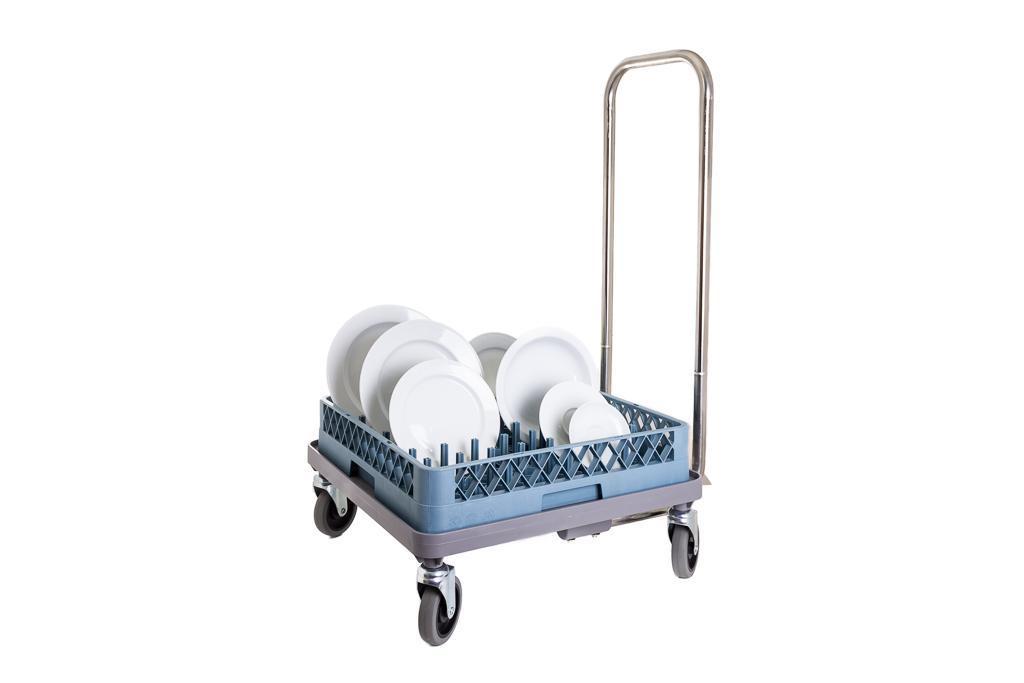 CARRO TRANSPORTE DE CESTOS COM PEGA PP/INOX 304 53X53X92CM  