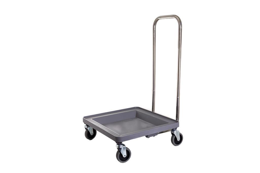 CARRO TRANSPORTE DE CESTOS COM PEGA PP/INOX 304 53X53X92CM  