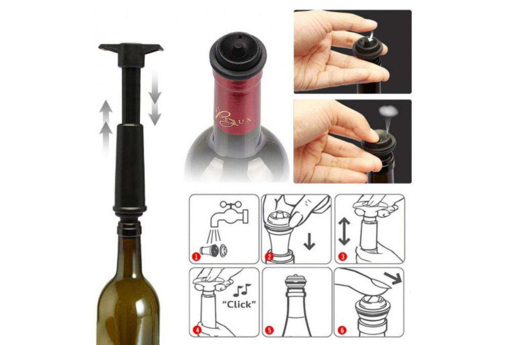 BOMBA VCUO P/ VINHO+2 ROLHAS ABS 4/7x12,5CM /100          