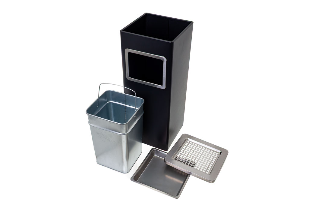 CINZEIRO PAPELEIRA INOX PR 25X25X60CM /4                    