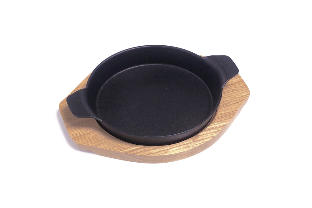 FRIGIDEIRA C/2 PEGAS FERRO FUNDIDO 20x3CM+BASE MADEIRA /14 