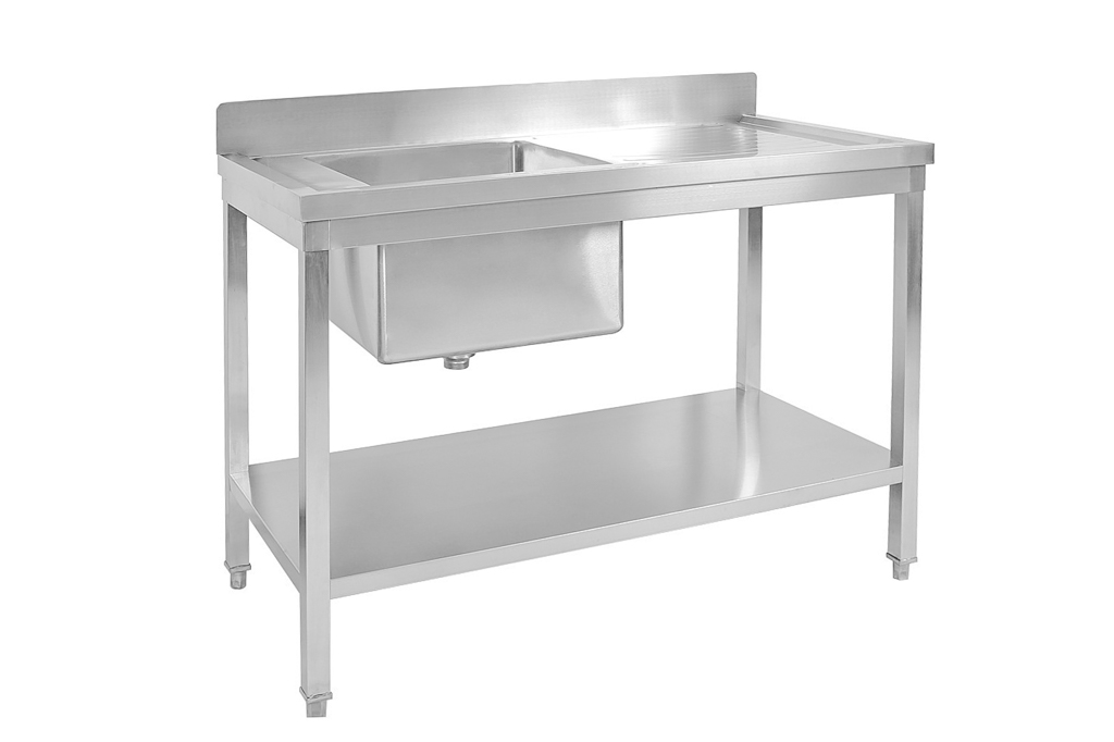 BANCADA PIA � ESQUERDA+ESCORREDOR C/AL�. INOX 1200x600x900MM
